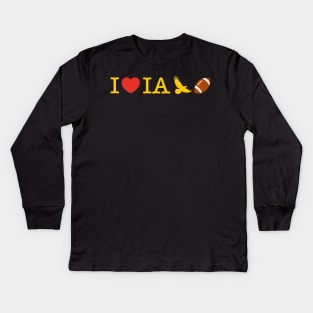 I Heart Iowa Football (Gold Lettering) Kids Long Sleeve T-Shirt